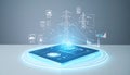Futuristic Smart Grid Energy Technology Hologram Royalty Free Stock Photo