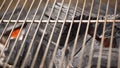 Glowing Hot Charcoal In BBQ Grill Pit With Flames, Close-up. Burning coals close up Royalty Free Stock Photo