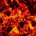 Glowing Hot Charcoal Briquettes Close-up Background Texture Royalty Free Stock Photo