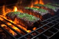 glowing hot charcoal with grill marks on food Royalty Free Stock Photo