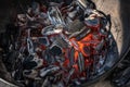 Glowing hot coal in a barbeque.. Royalty Free Stock Photo