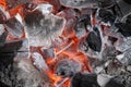 Glowing hot coals