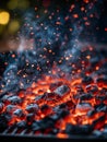 Glowing hot coals and embers on a barbecue grill. Royalty Free Stock Photo