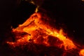 Glowing Hot Coals In A Smouldering Camp Fire Pit