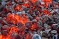 Glowing hot red embers for cooking barbecue Royalty Free Stock Photo