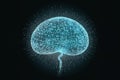 Glowing human brain model, Artificial intelligence, neural network, ai generated