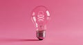 Glowing Idea: Illuminated Light Bulb on Pink Background Simplicity Creative Innovation Technology Minimalist Energy Efficiency Royalty Free Stock Photo