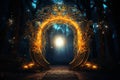 Glowing Illuminated portal gate. Generate Ai Royalty Free Stock Photo