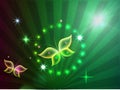 Glowing image with butterflies and flowers. Fantasy pictures as a background for graphic design. Royalty Free Stock Photo