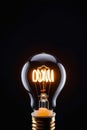 glowing incandescent light bulb set against dark background. concepts: innovation and ideas, energy and electricity Royalty Free Stock Photo