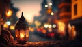 Glowing Indian Lantern and Cityscape: A Romantic Evening in the Subcontinent