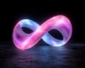 Glowing infinity symbol on a dark background. Royalty Free Stock Photo