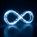 Glowing infinity symbol set against a white background, creating a futuristic and visually striking design Royalty Free Stock Photo