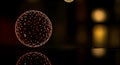 Glowing intricate global network sphere reflecting on shiny surface, symbolizing data connection, innovation, and digital future Royalty Free Stock Photo