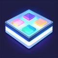 Glowing Isometric Tech Hub with UI Buttons Royalty Free Stock Photo