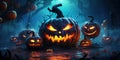 Glowing Jack-oâ-lanterns in a Spooky Fairytale Setting