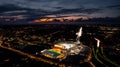 Glowing Jacksonville cityscape with the TIAA Bank Field at night in Florida