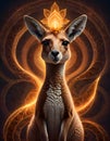 Glowing Kangaroo Illustration, Generative AI