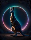 Glowing Kangaroo Illustration, Generative AI
