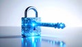 Glowing Key Unlocks Digital Security Padlock Royalty Free Stock Photo