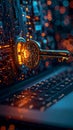 Glowing Key Unlocks Secure Data Access Royalty Free Stock Photo