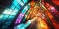Glowing Labyrinth of Stained-Glass Walls for Fantasy, Mystical Architecture, and Surreal Design Projects