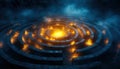 Glowing Labyrinth A Visual Metaphor for Perseverance, Overcoming Challenges, and Self-Discovery Journey through a mystical maze, Royalty Free Stock Photo