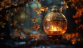 Glowing lantern illuminates winter night, symbolizing Christmas celebration generated by AI Royalty Free Stock Photo