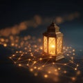 A Glowing Lantern Illuminating the Darkness with Delicate Patterns of Light and Shadow in a Mystical Atmosphere Royalty Free Stock Photo