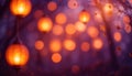 Glowing Lantern Lights with Soft Bokeh in Forest Setting Royalty Free Stock Photo