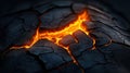 Glowing Lava Cracks in Charcoal Surface: Dramatic Abstract Nature Background