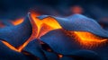 Glowing Lava Petals Abstract of glowing orange lava within dark blue petals creating a dramatic and intense visual Royalty Free Stock Photo