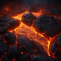 Glowing lava texture background unveils the fiery intensity of magma. Royalty Free Stock Photo