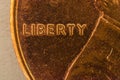 Glowing Liberty Text on a US Penny Royalty Free Stock Photo