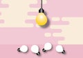 Glowing of light bulb on abstract pink background, Concept innovation thinking creative. Royalty Free Stock Photo