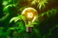 Glowing Light Bulb Amidst Green Foliage Royalty Free Stock Photo