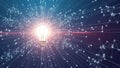 Glowing light bulb is centrally positioned, surrounded by a network of interco Royalty Free Stock Photo