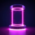 Glowing light bulb. Circle teleport podium. Royalty Free Stock Photo