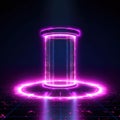 Glowing light bulb. Circle teleport podium. Royalty Free Stock Photo