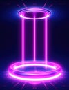 Glowing light bulb. Circle teleport podium. Royalty Free Stock Photo