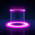 Glowing light bulb. Circle teleport podium. Royalty Free Stock Photo