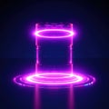 Glowing light bulb. Circle teleport podium. Royalty Free Stock Photo