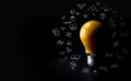 Glowing light bulb in dark.creativity inspiration concept