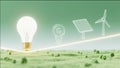 Renewable Energy Light Bulb with Solar and Wind Power Icons Royalty Free Stock Photo