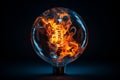 a glowing light bulb with flames coming out of it Royalty Free Stock Photo