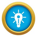 Glowing light bulb icon blue vector isolated Royalty Free Stock Photo