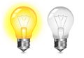 Glowing light bulb icon - on / off Royalty Free Stock Photo