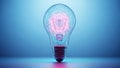 Glowing light bulb idea concept with neon circuit creative visualization Royalty Free Stock Photo
