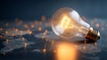 Glowing light bulb illuminating a conceptual map of connections and networks Royalty Free Stock Photo