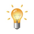 Glowing light bulb isolated cartoon design. Shining incandescent lamp vector illustration in flat style. Business idea